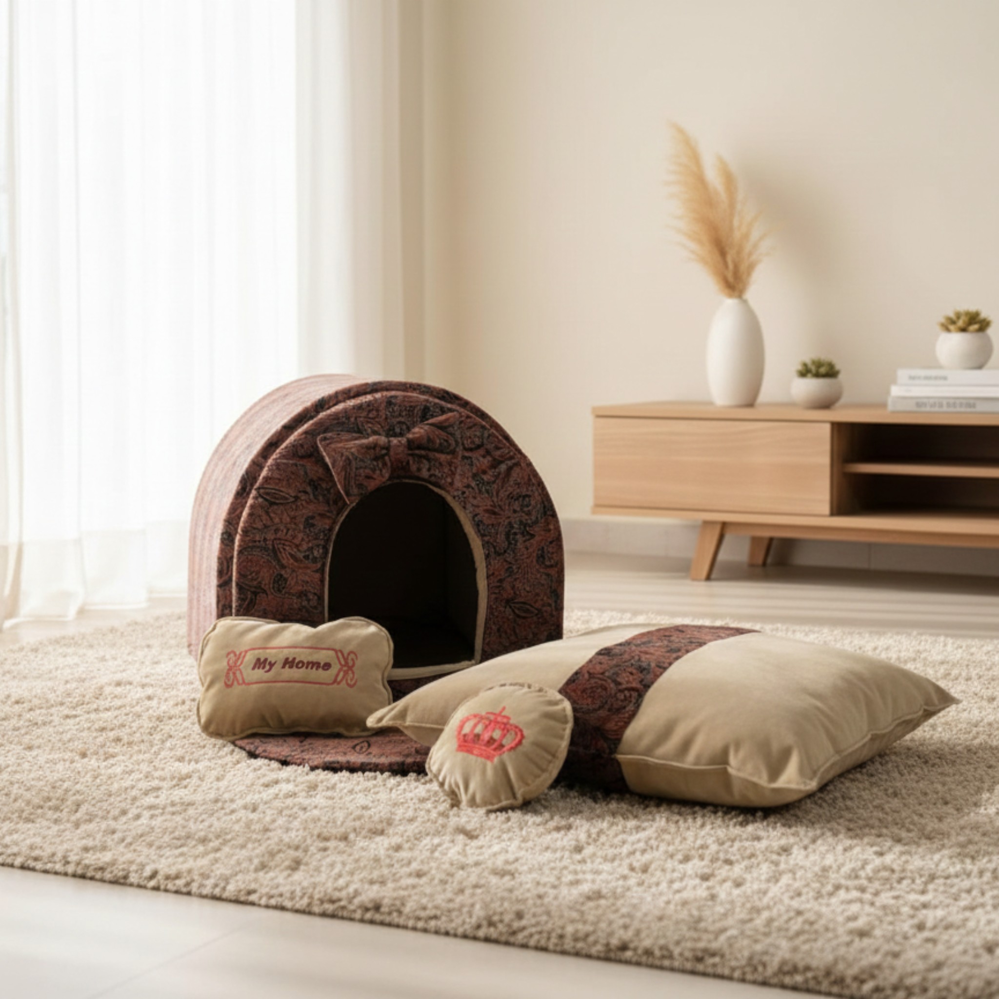 Cuccia di Lusso in Velluto Broccato Etro per Cani Piccoli
